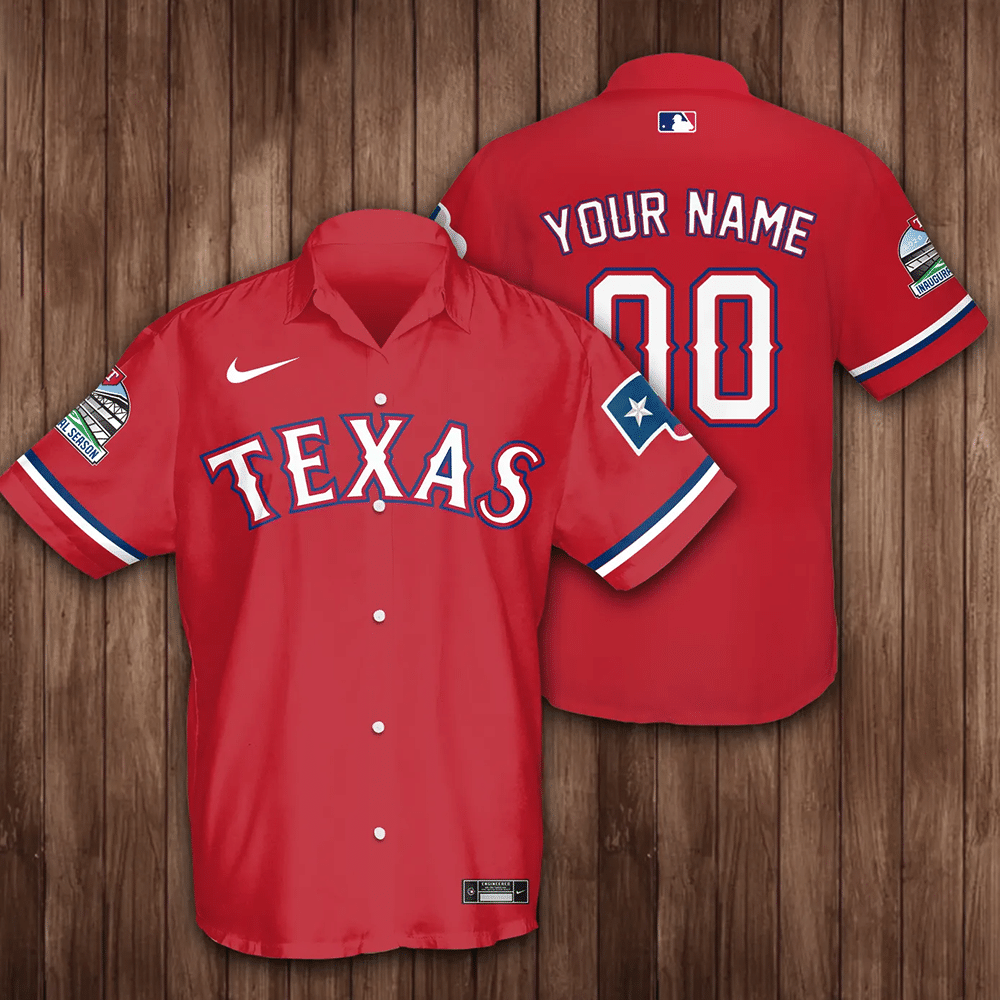 Personalized Texas Rangers Baseball All Over Print 3D Hawaiian Shirt - Red