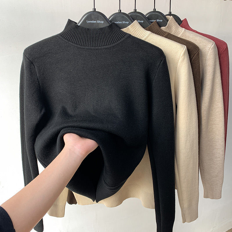 CAKULO Fleece Lined Turtleneck Sweater Women Winter Warm Thicken Plus Knitted Pullovers Casual Slim Knitwear Long Sleeve Tops alx