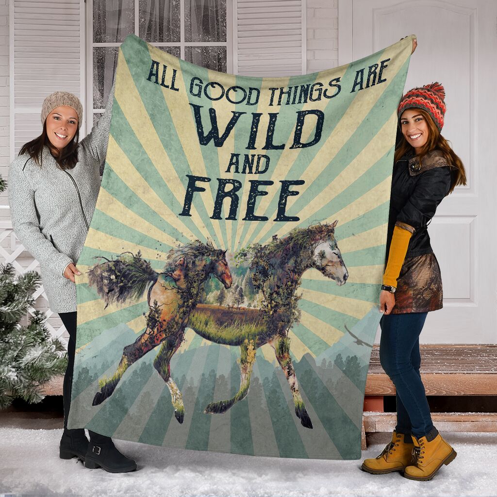 All Good Thing Are Wild And Free Horse Blanket Gifts For Women Cute Horse Animal Blanket Funny Horse Wild Blanket