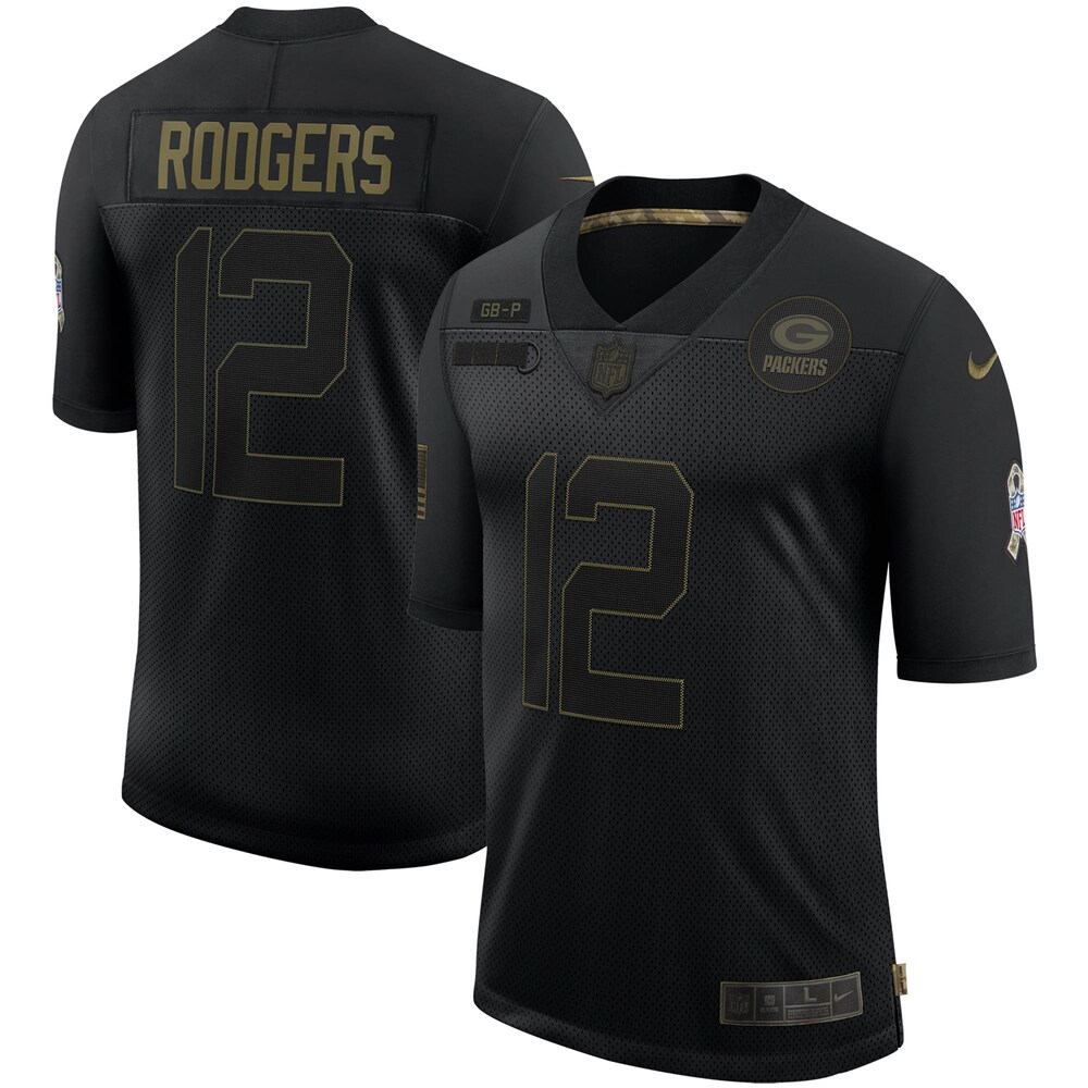 Aaron Rodgers Green Bay Packers 2020 Salute To Service Limited Jersey – Black