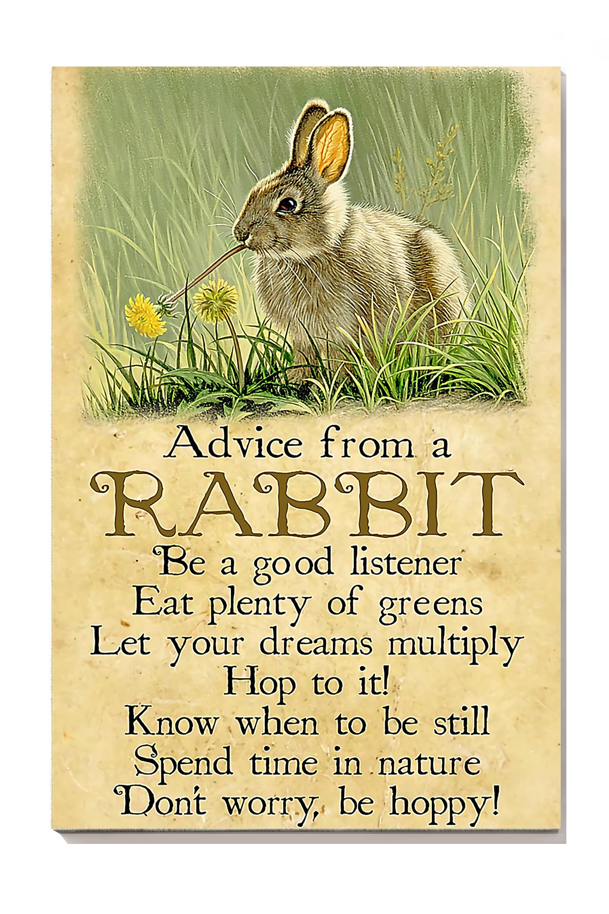 Advice From A Rabbit Inspiration Quotes Wall Art For Home Decor Wrapped Canvas