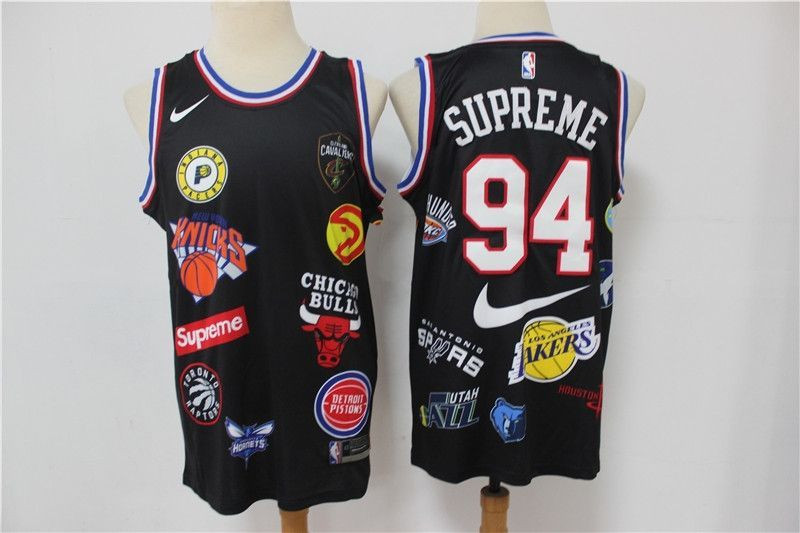 Basketball Teams Supreme #94 NBA Throwback Black Jersey