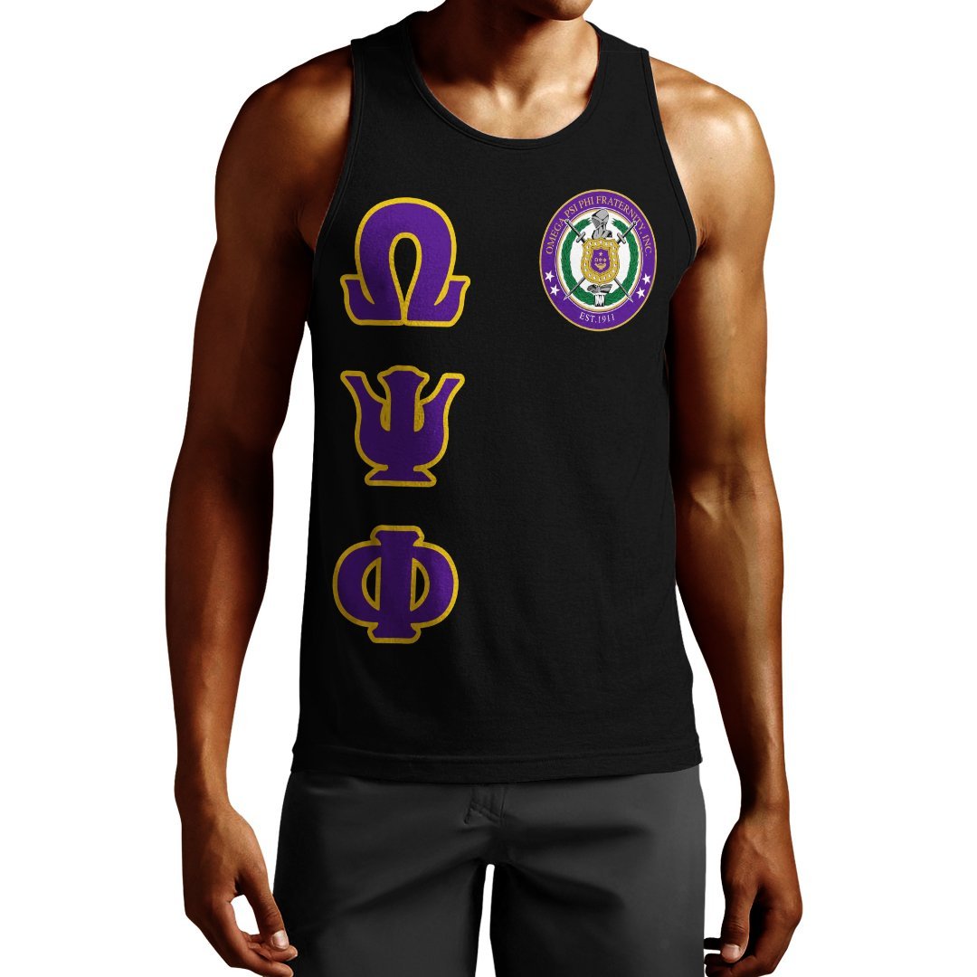 Wonderprint Tank Top Omega Psi Phi Letters Men Tank Top