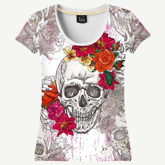 Vintage Flower Skull Women’s T-shirt