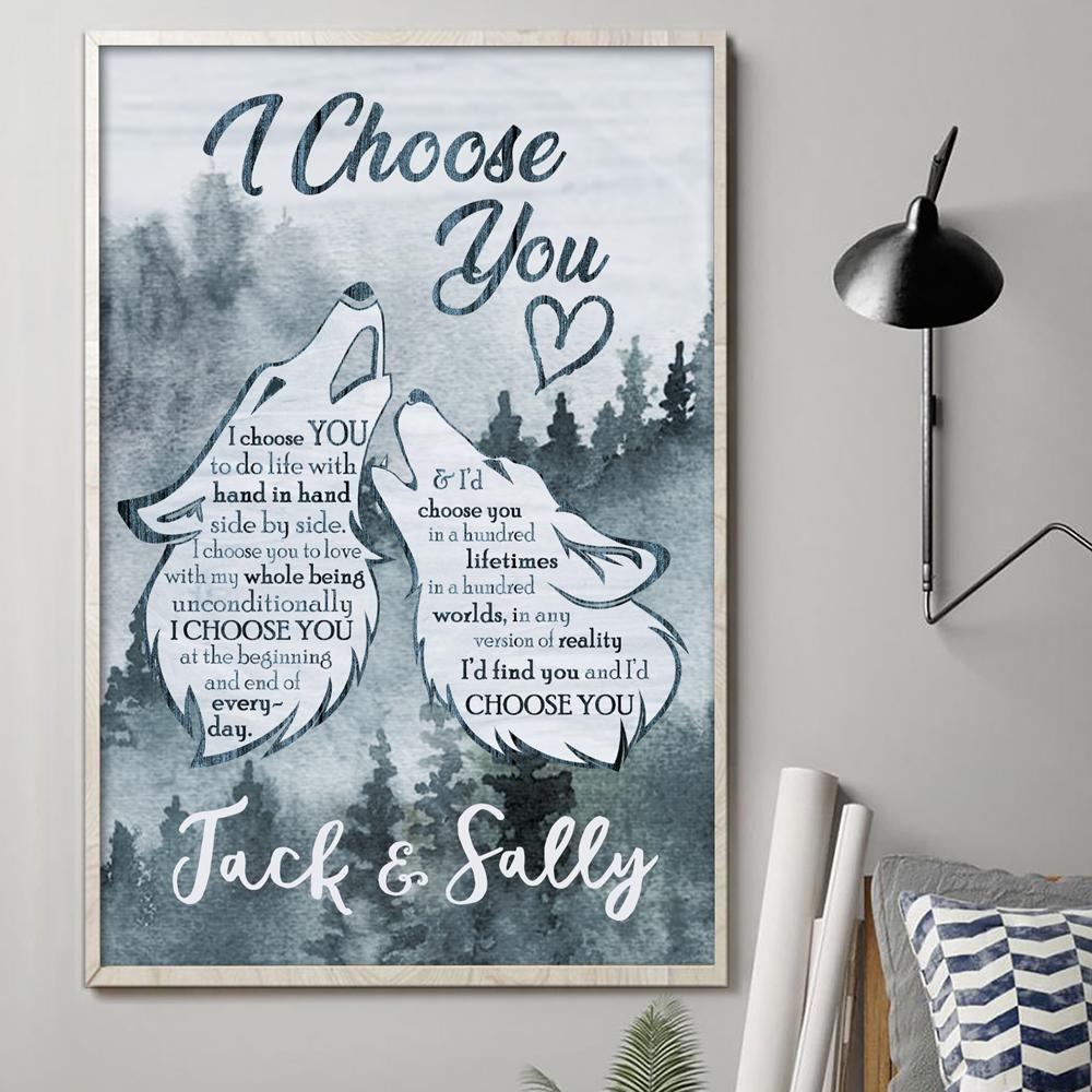 Personalized Gray Wolf Couple Anniversary I Choose You Poster