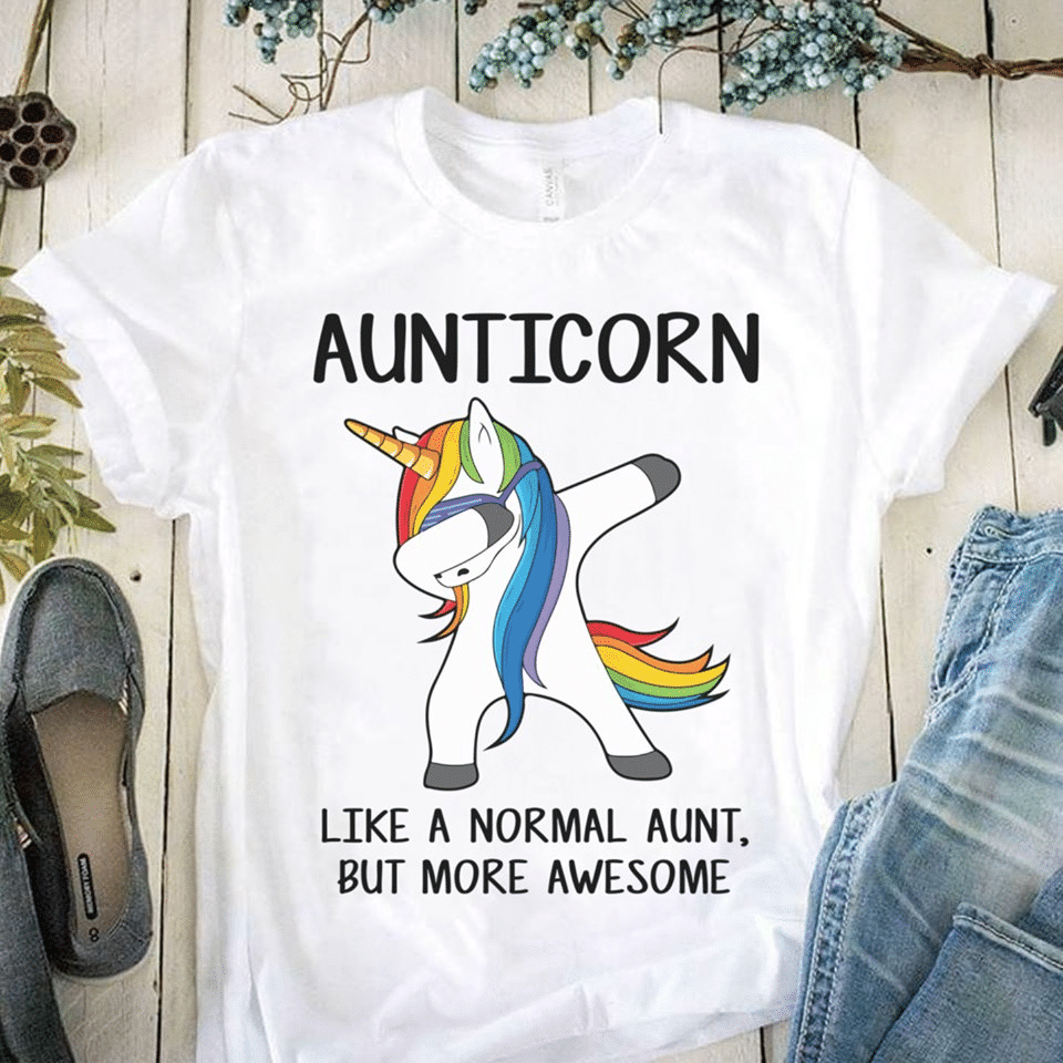 Unicorn Animals Lgbt Comunity Rainbow Aunticorn Like A Normal Aunt And But More Awesome  T Shirt Hoodie Sweater  Size S-5Xl