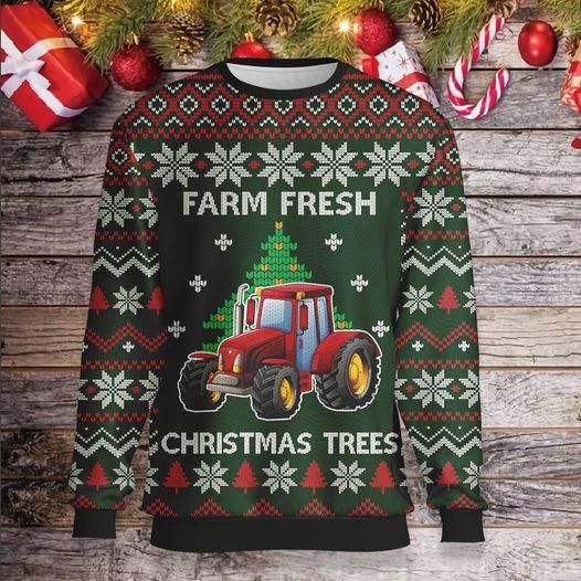 Farm Fresh Christmas Tree Jeep Sweater Lt11