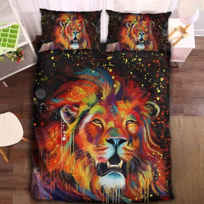 3D Watercolor Galaxy Lion Printed Bedding Set Bedroom Decor