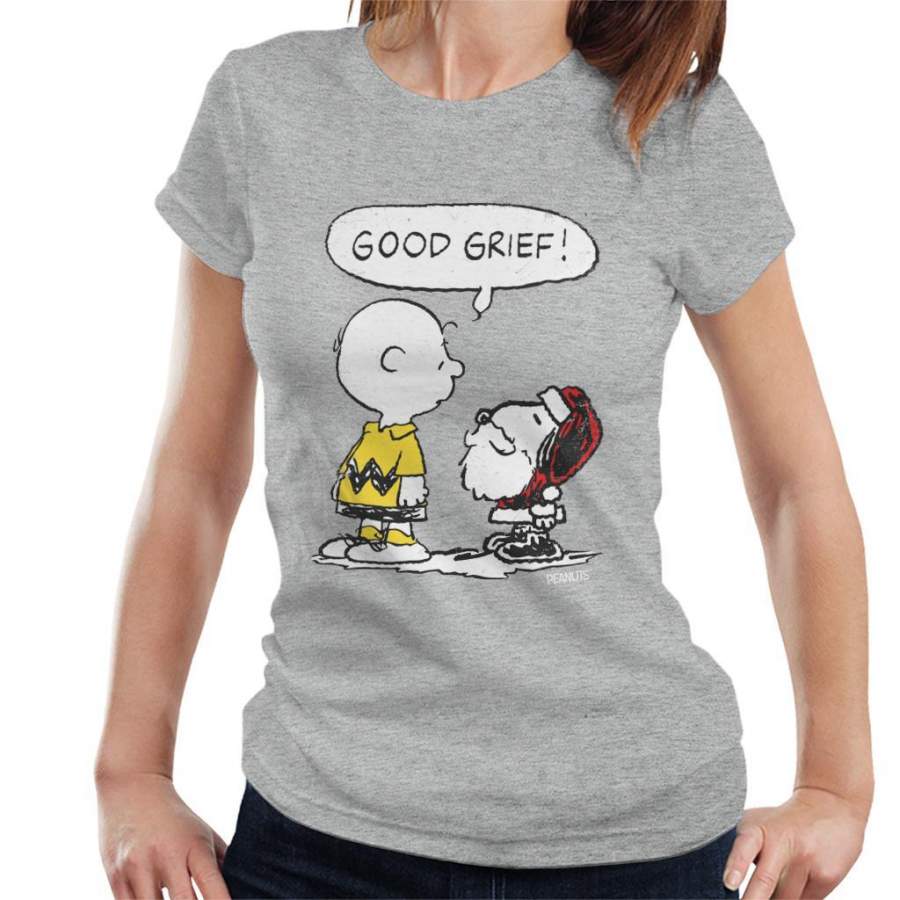 Peanuts Christmas Good Grief Santa Snoopy Women’s T-shirt