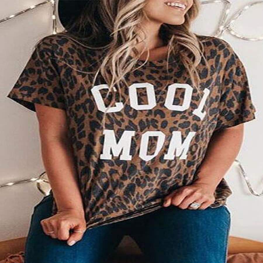 Cool Mom Leopard Printed T-Shirt