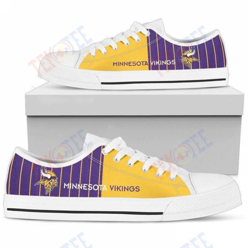 Mens Womens Simple Design Vertical Stripes Minnesota Vikings Low Top Shoes Custom Print Footwear Converse Sneakers TMT776