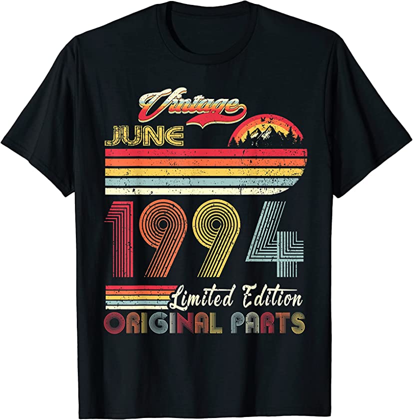 27 Year Old Retro Vintage June 1994 Funny 27th Birthday T-Shirt