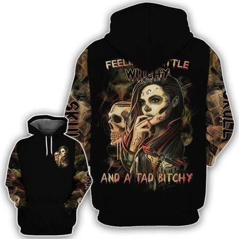 Skull Tattoo Girl Witchy Bitchy Hoodie 3D