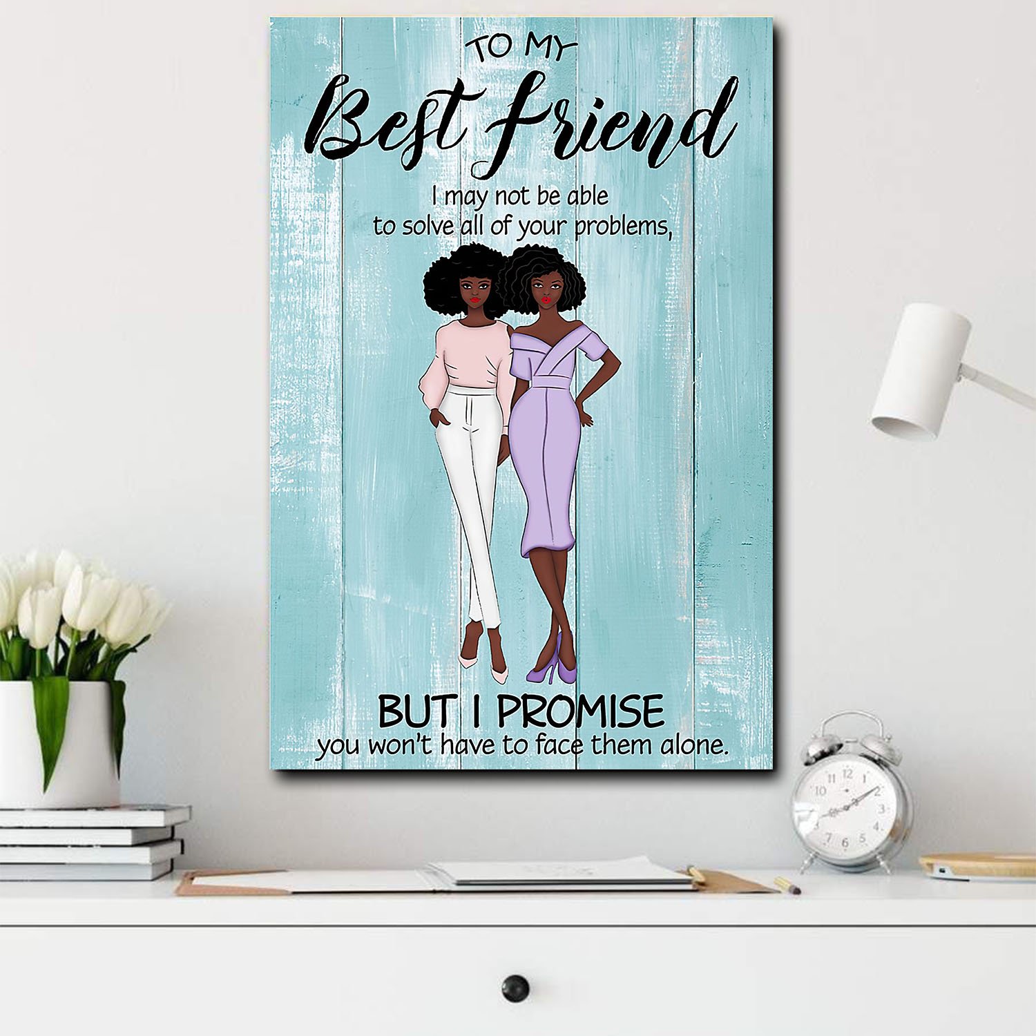 African American Art Canvas Afro Best Friend Girls Minimalist Home Decoration