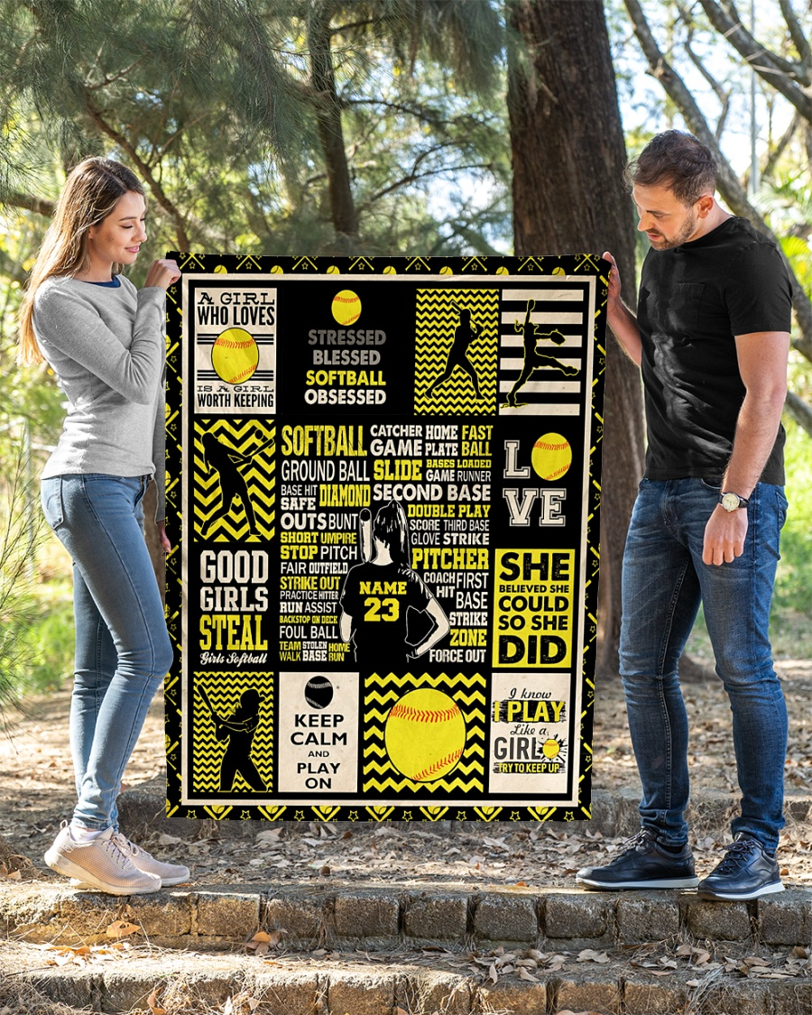 Good Girls Steal Girls Softball, Love Baseball Quilt Blanket