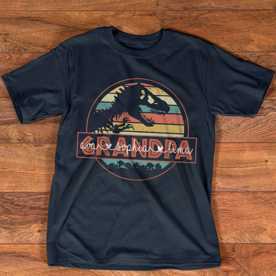 Grandpa – Dinosaur, Grandpa Family Customize Personalized T-Shirt, Hoodie Adult, Kid, Unisex