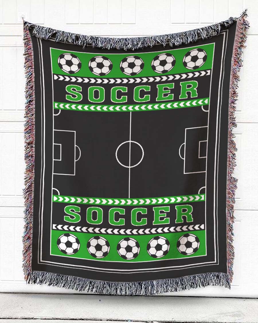 Woven Throw For Sports Lovers Christmas Gift, Soccer, Cotton Blanket