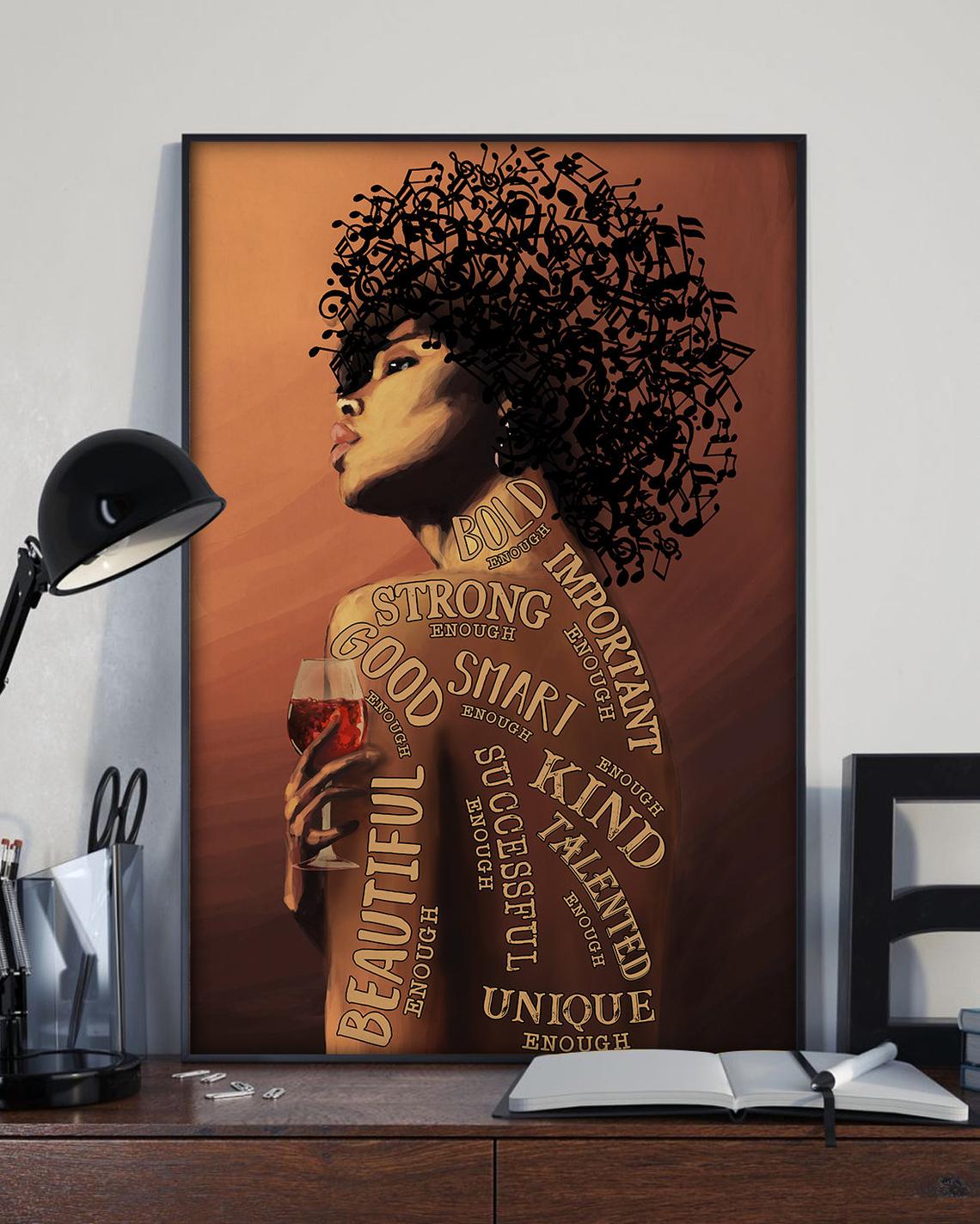 Afro Girl Music And Wine I Am Vertical Poster, Afro Queen, Black Woman, African American Woman, Black Lives Matter Canvas And Poster,Canvas Prints,Wall Decor Visual Art