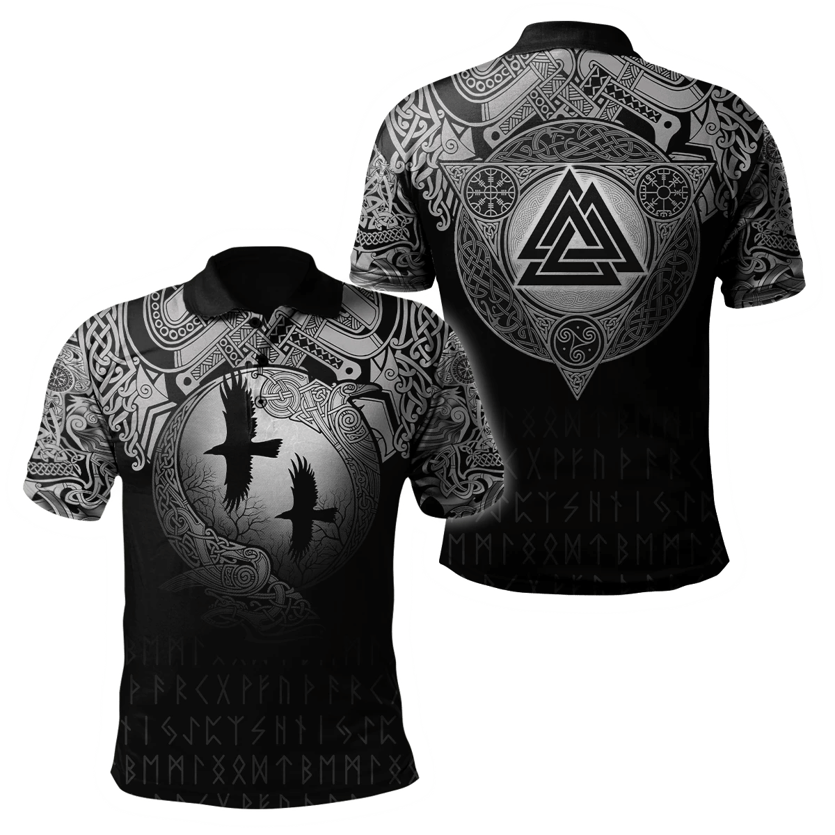 Viking Shirts - Norse Vikings With Raven Polo Shirt For Tattoo And ...