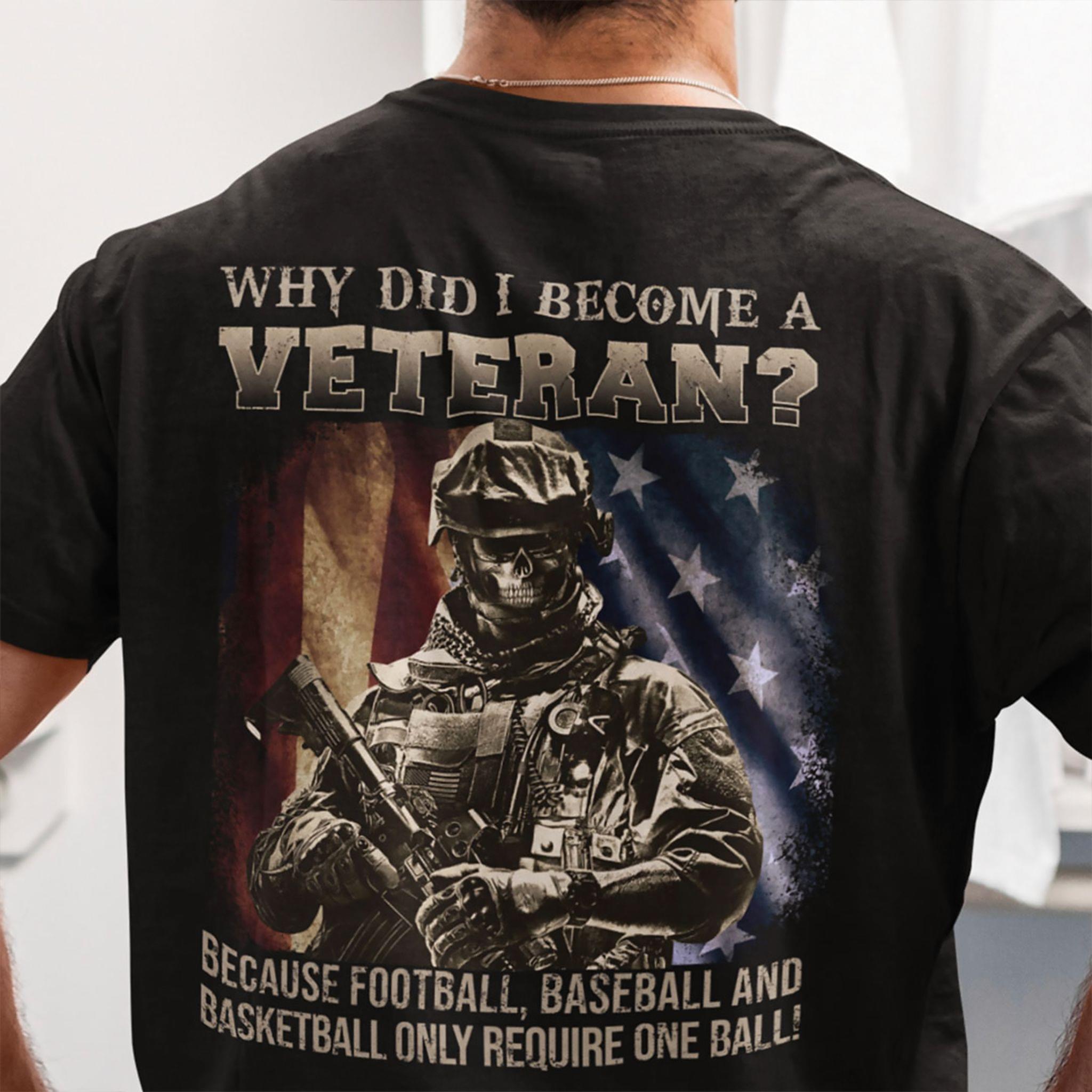 Why Did I Become Veteran T-Shirt Skull Veteran Shirt Gifts For Veterans, Military Gift Ideas Hn