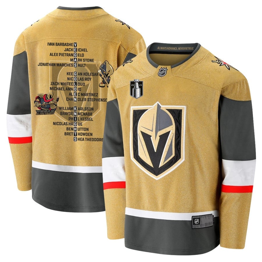 Vegas Golden Knights Players List 2023 Stanley Cup Men Jersey – Yellow