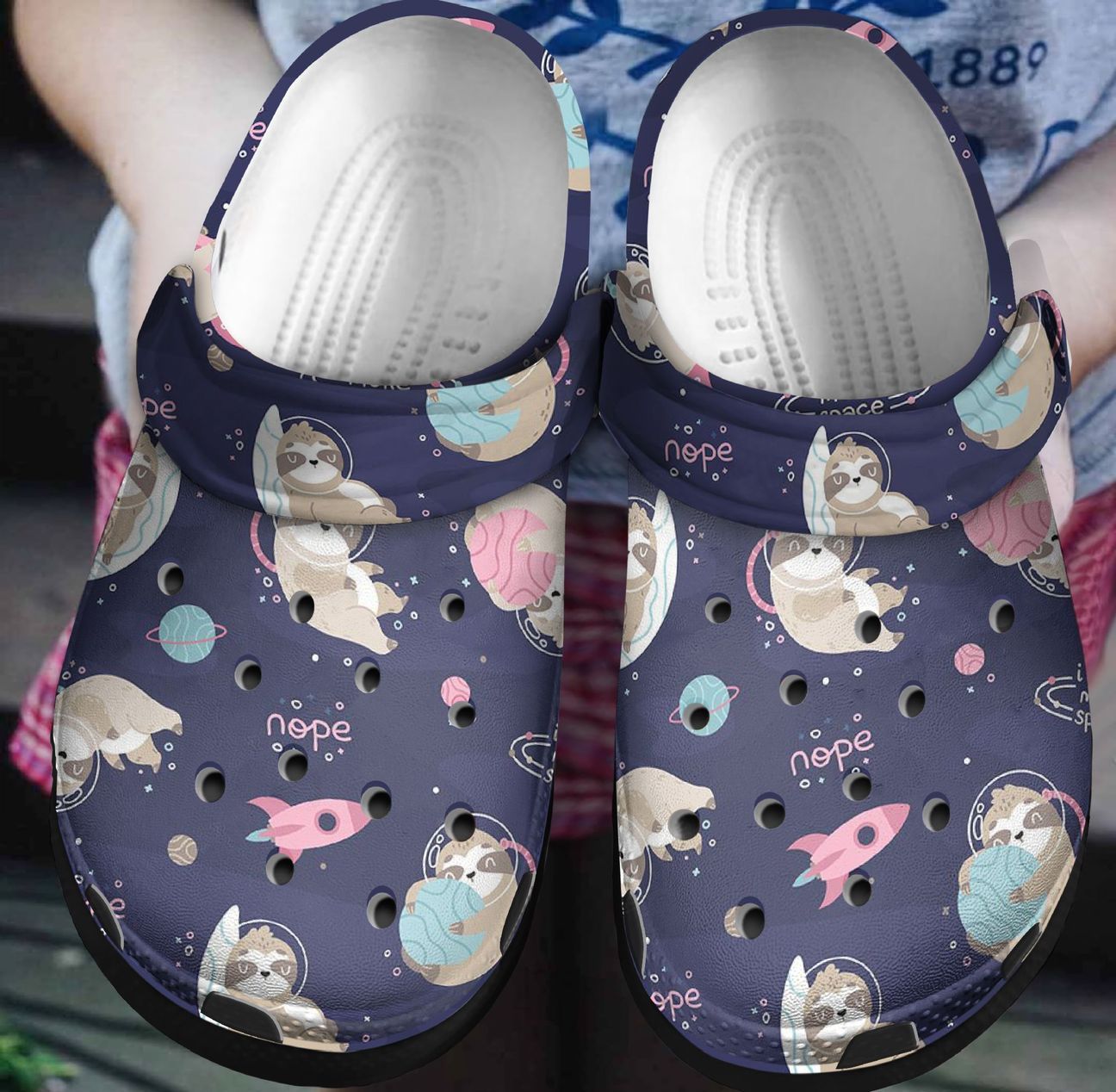 Sloth Personalized Clog, Custom Name, Text, Color, Number Fashion Style For Women, Men, Kid, Print 3D Sloths In Space