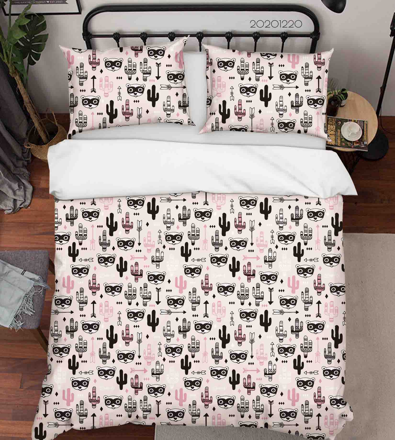 3D Hand Drawn Animal Cactus Quilt Cover Set Bedding Set Duvet Cover Pillowcases 48