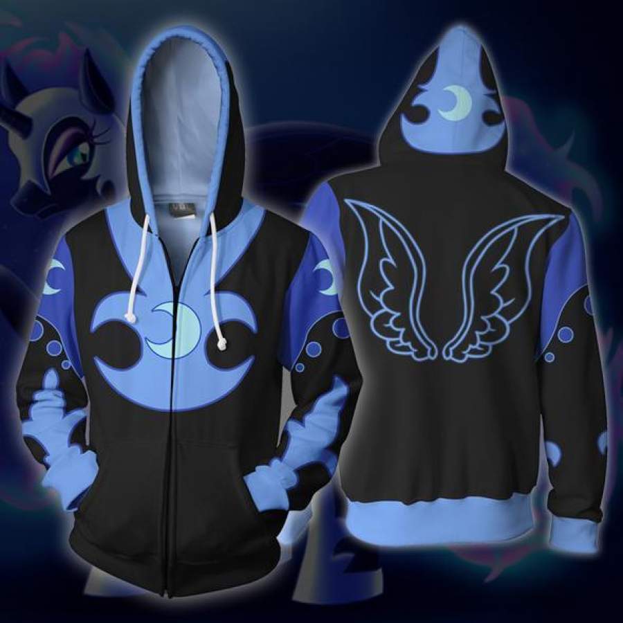 Nightmare Moon Cosplay Zip Up Hoodie Sweatshirt Casual Hoodie