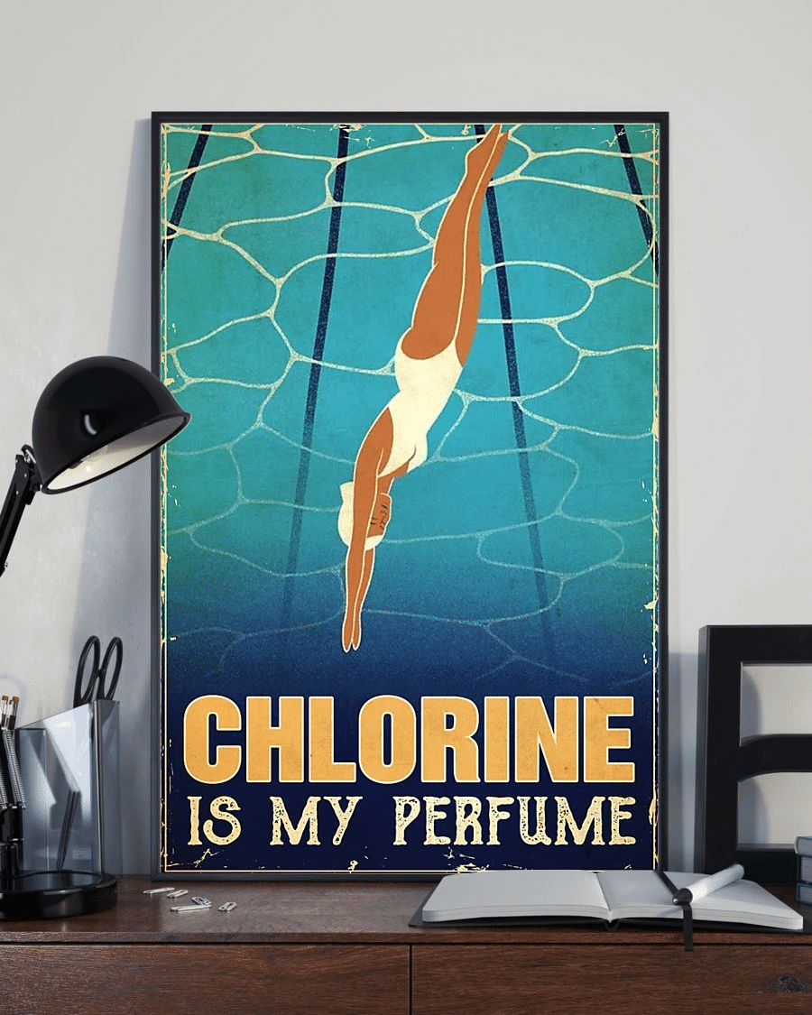 Swimming Chlorine Is My Perfume Poster Canvas – Vintage Home Decor Wall Art Evg81340