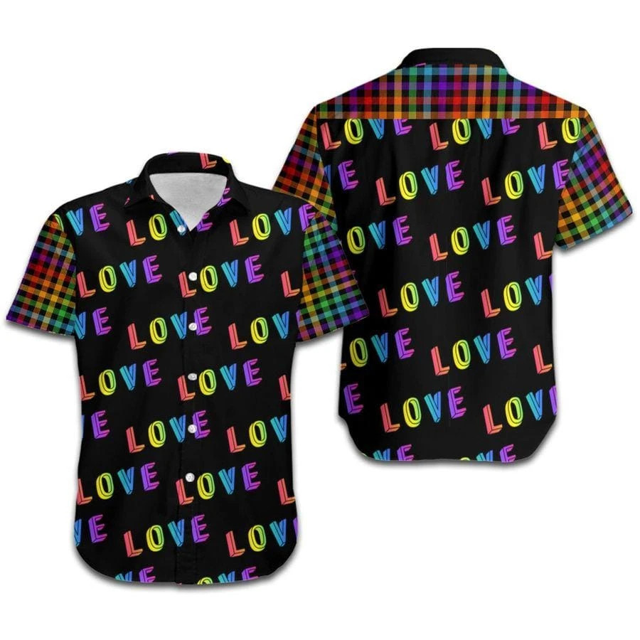 Hawaii Aloha Shirts Lgbt Love Rainbow Plaid Pattern Ha46286