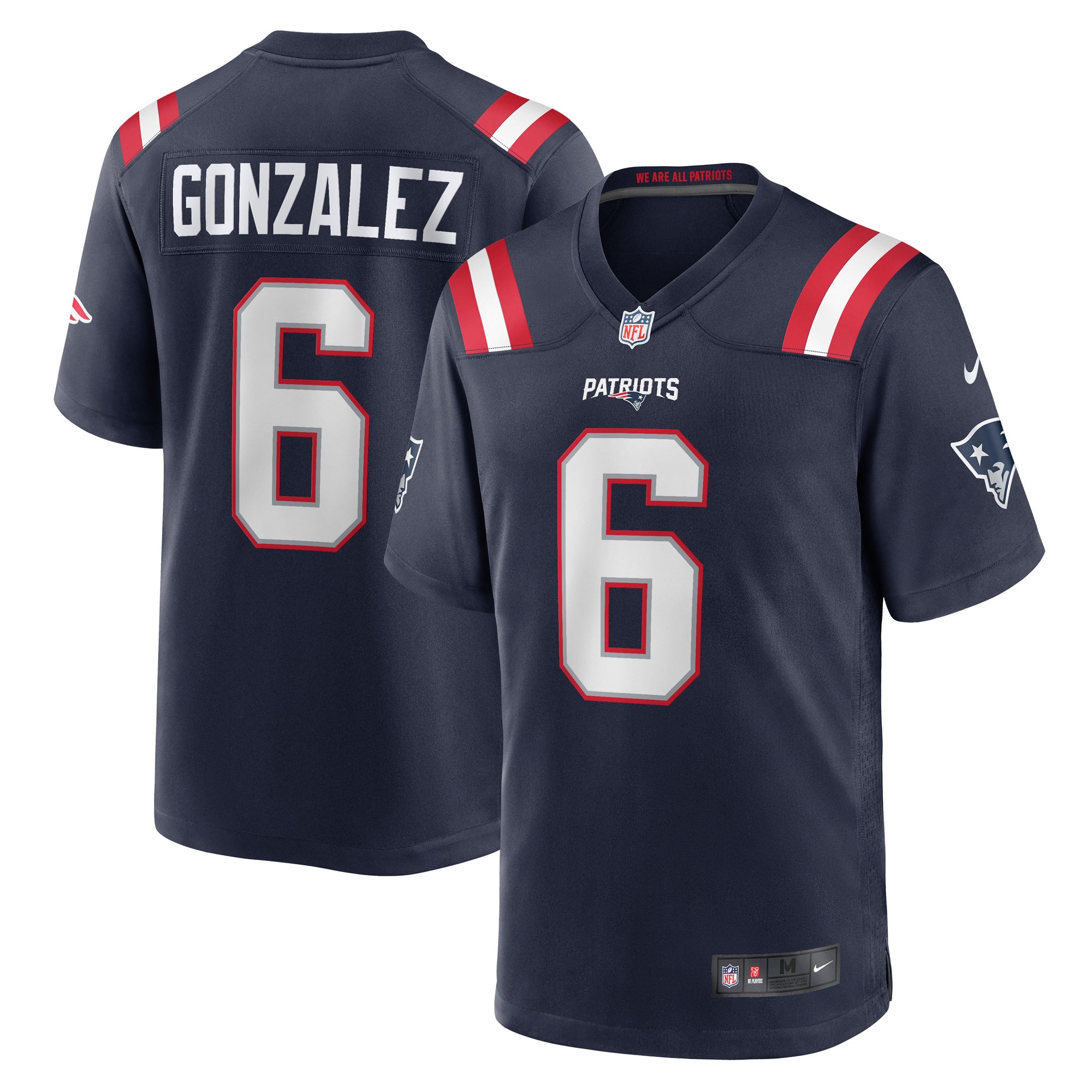 Men’s New England Patriots Christian Gonzalez  Navy Team Game Jersey