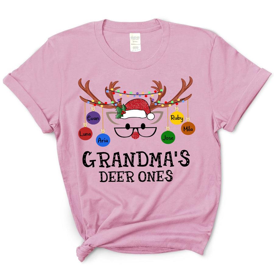 Grandma’s Deer Ones – Christmas, Family Customize Personalized T-Shirt, Hoodie Adult, Kid, Unisex