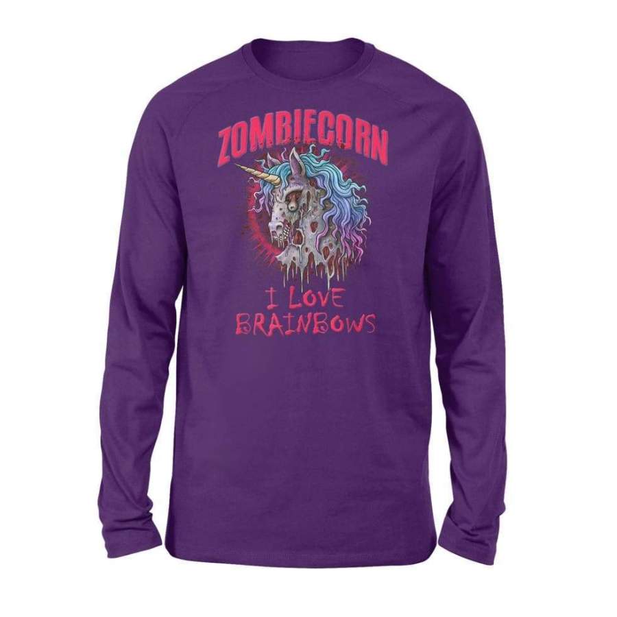 Zombie Unicorn I Love Brainbows Halloween Gothic Goth Punk – Standard Long Sleeve