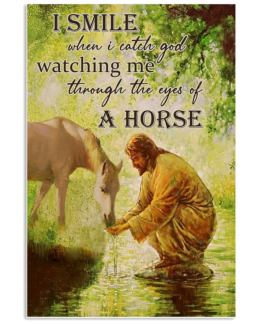 Jesus And Horse God Watching Me Vertical Poster