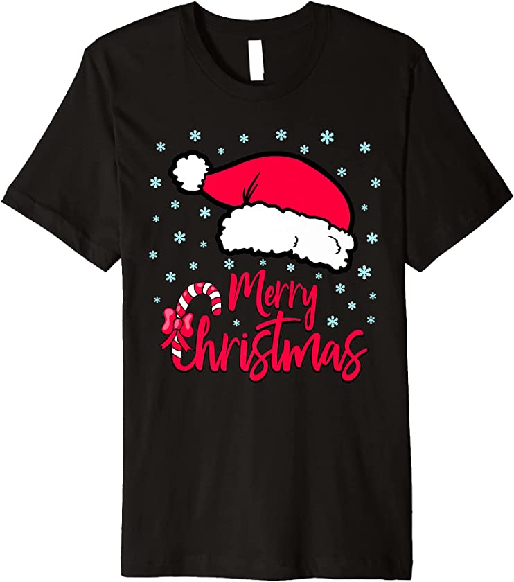 Merry Christmas Candy cane Holiday Party Santa Claus Hat Premium T-Shirt