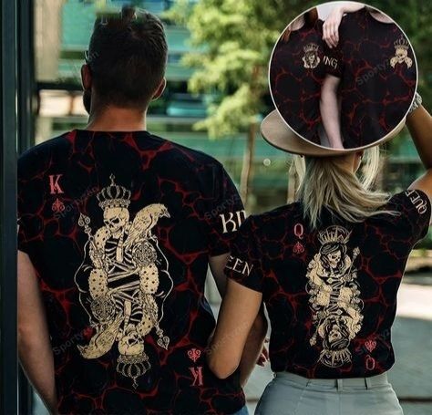 Skull Couple King And Queen Red Light Unisex Aop T-Shirt