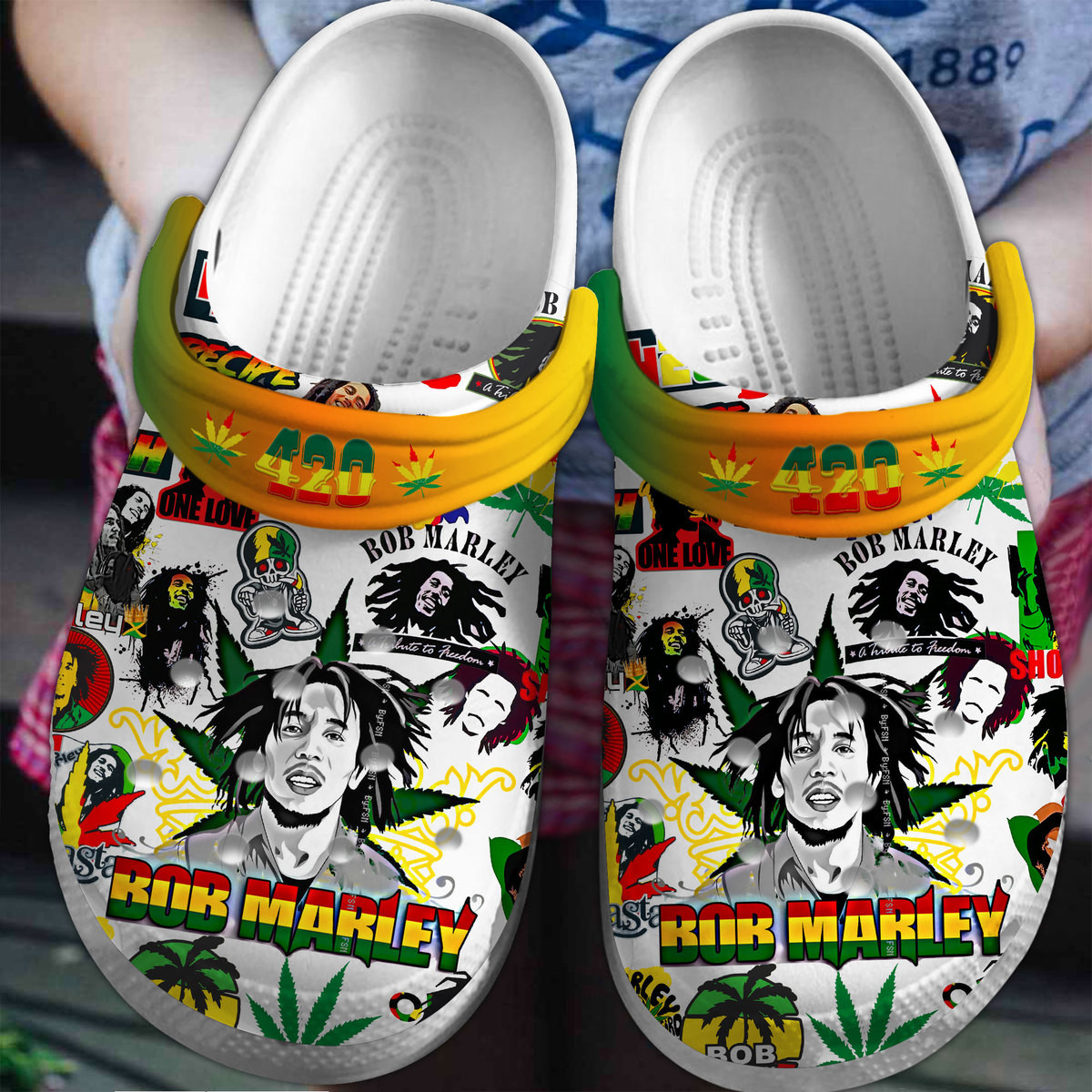 Bob Marley Music Crocs Crocband Clogs Shoes Comfortable For Men Women and Kids