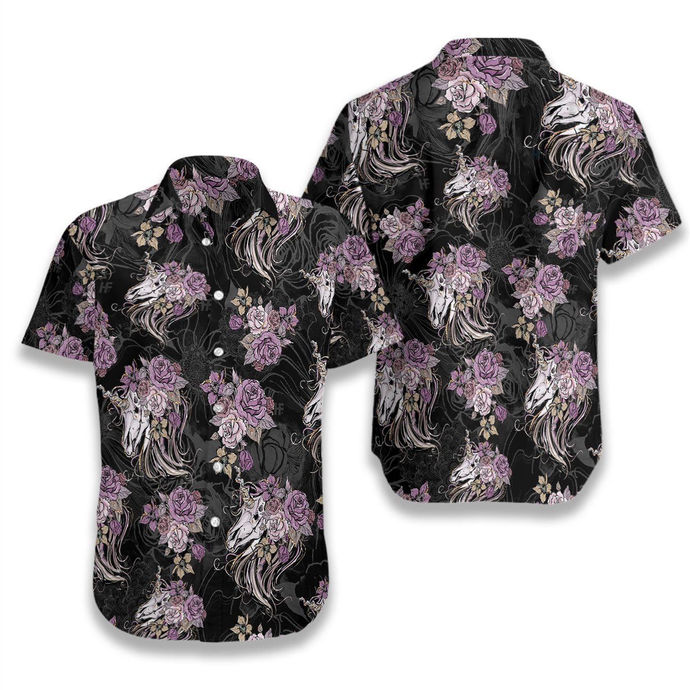 Unicorn Skull Flowers Hawaii Shirt For Men Women Adult Ha37673