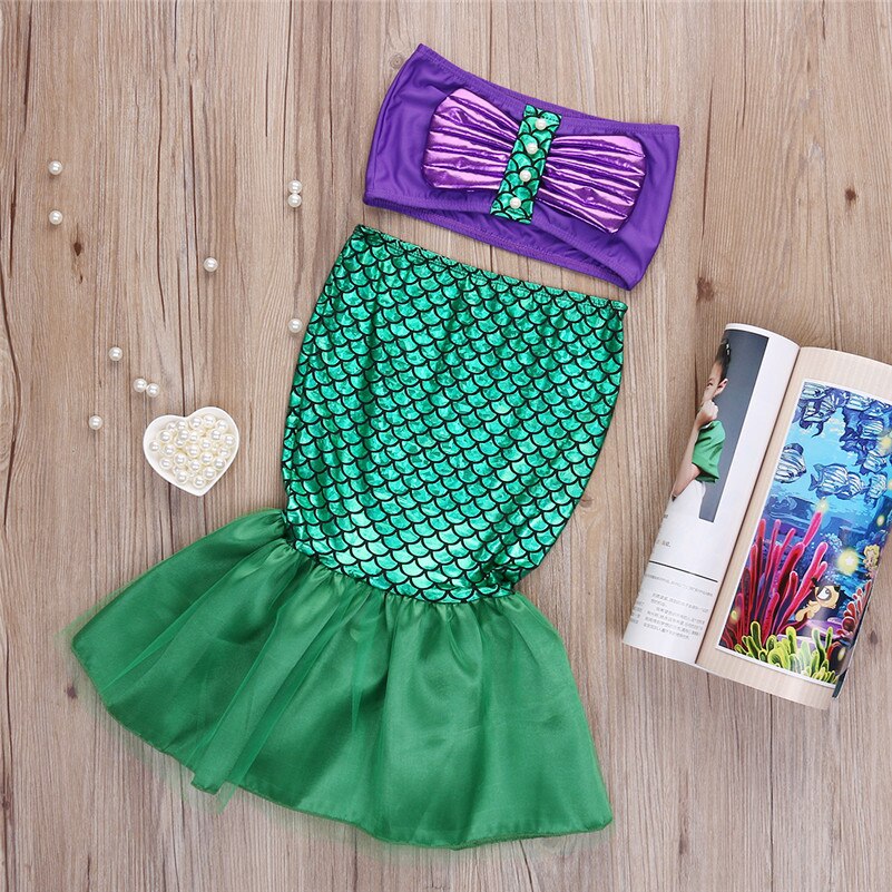 2016 Cute costumes for baby girls princess ariel dress The little Mermaid Ariel princess Cosplay costume mermaid dress alx