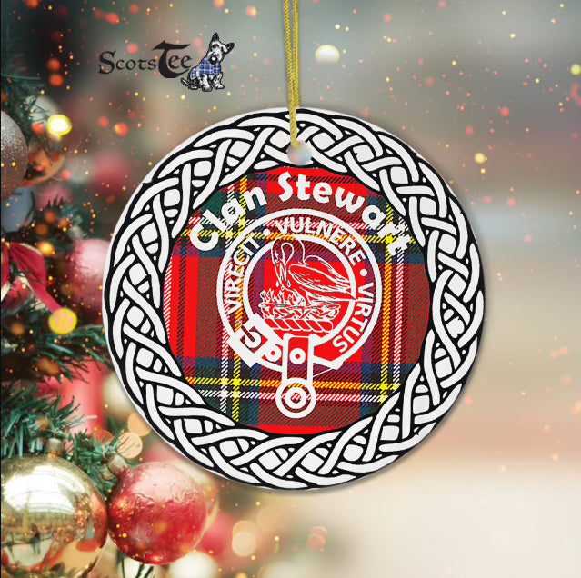 Stewart Scottish Clan Tartan Crest Badge Plaid Ornament Gift. Christmas Tree Ornament Tartan Ornament Great Christmas Ornaments Gift