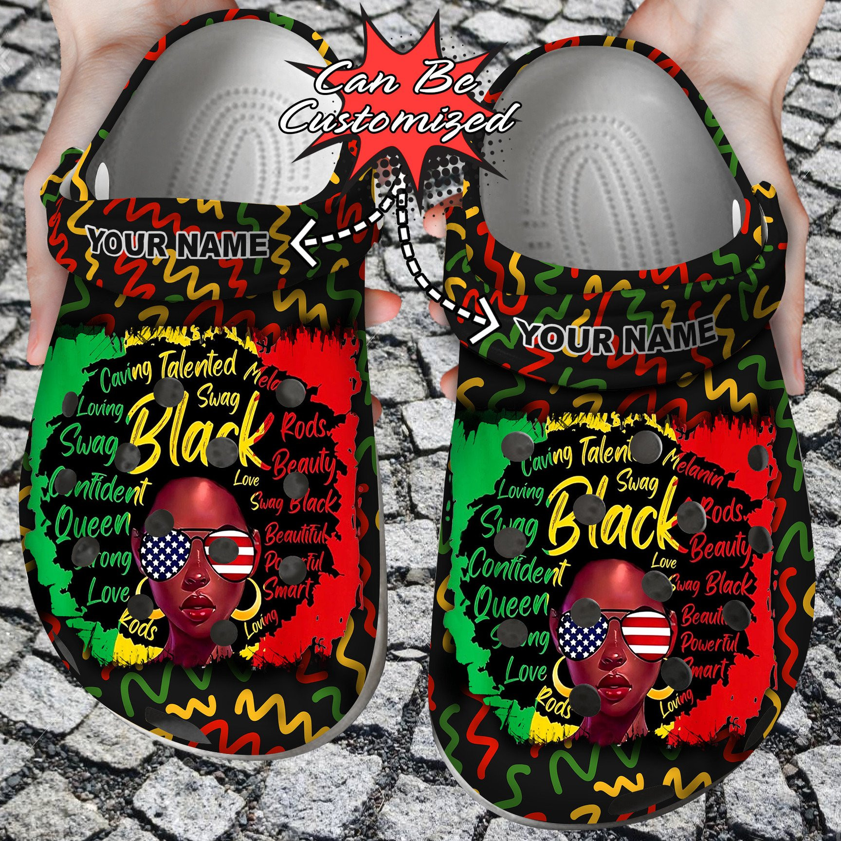 Personalized Juneteenth Black Girl American clogs Clog Shoes Custom clogs