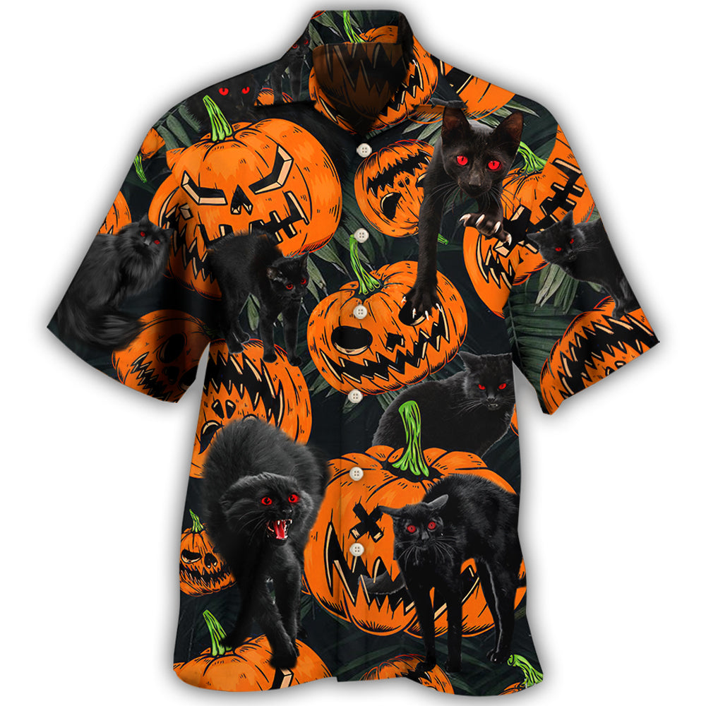 Halloween Black Cat Pumpkin Scary Tropical Hawaii Shirt Ha51704