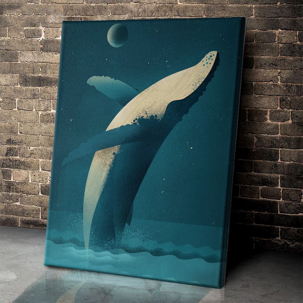 Humpback Whale Moon Poster & Canvas