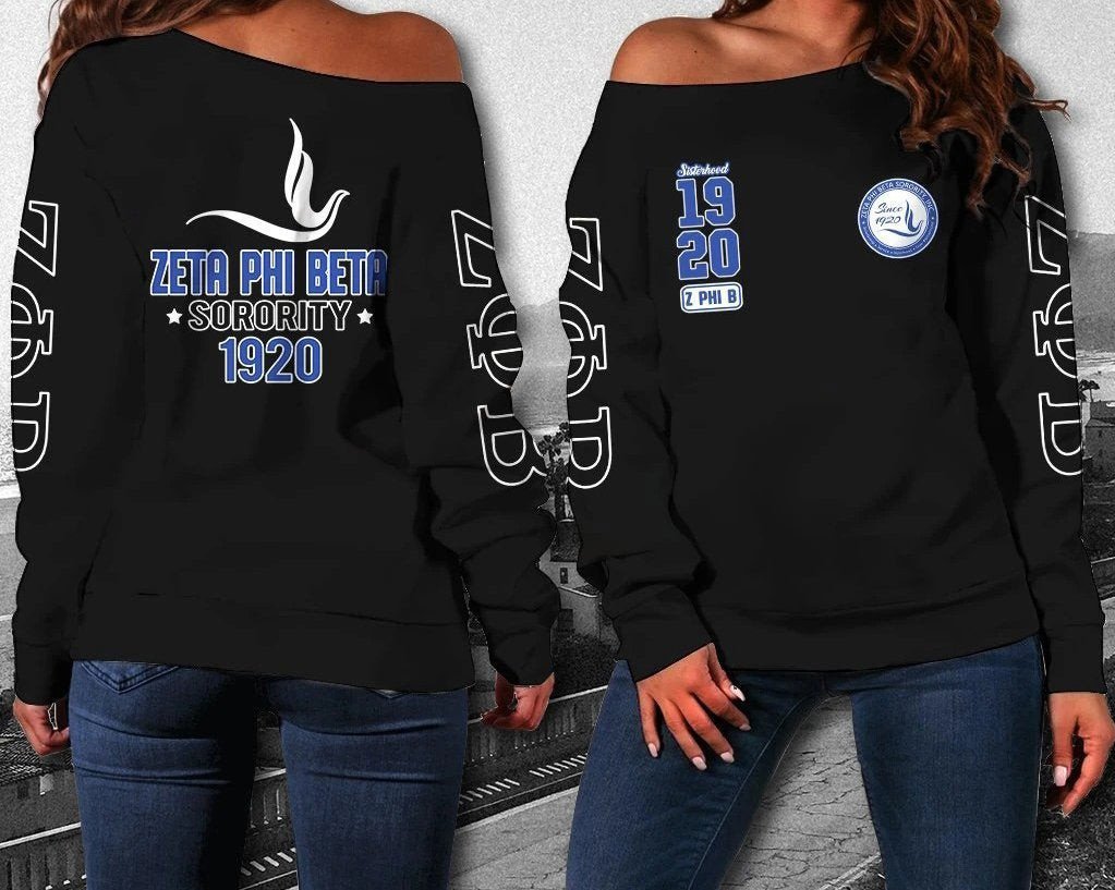 Sorority Sweatshirt – Z Phi B 1920 Zeta Phi Beta Women Off Shoulder