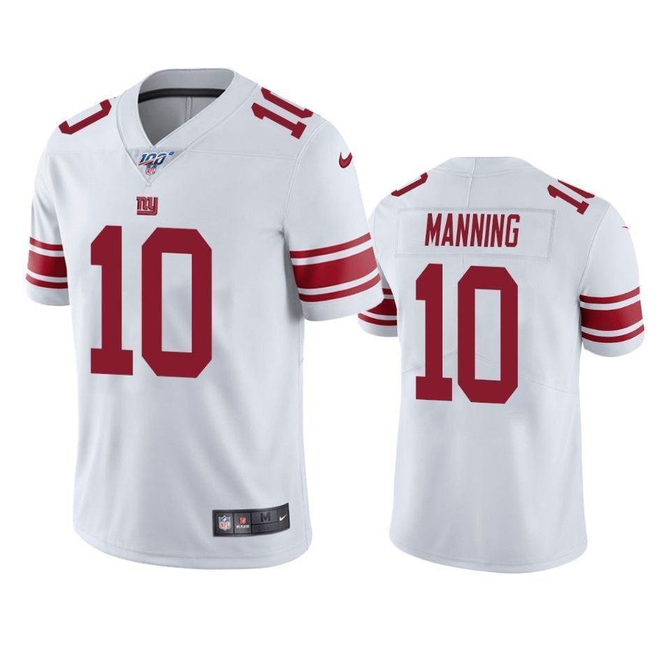 New York Giants Eli Manning White 100Th Season Vapor Limited 3D Jersey