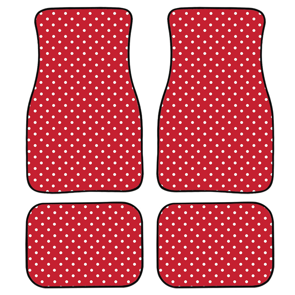 Red And White Christmas Dots Print Front And Back Car Floor Mats, Front Car Mat