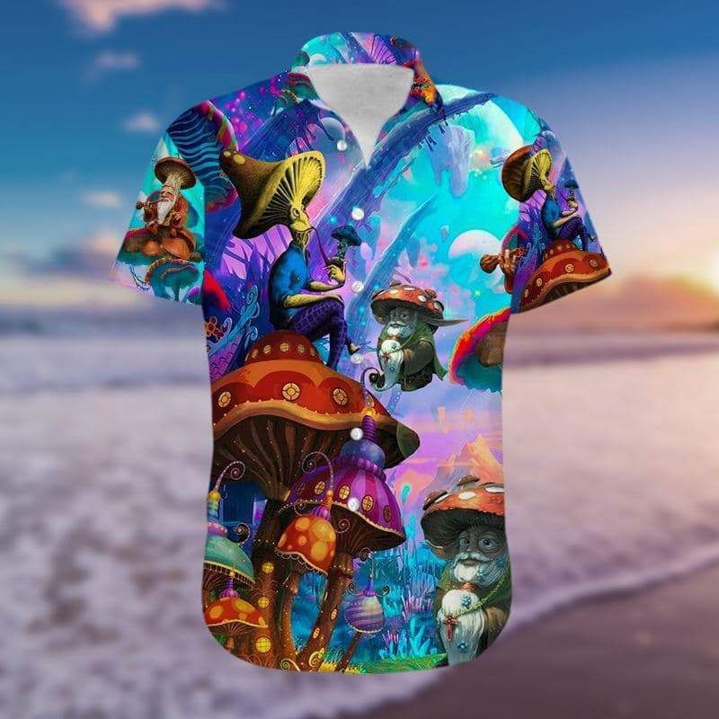 Get Here Magic Colorful Mushroom With Old Man Hawaii Shirts H Ha6724