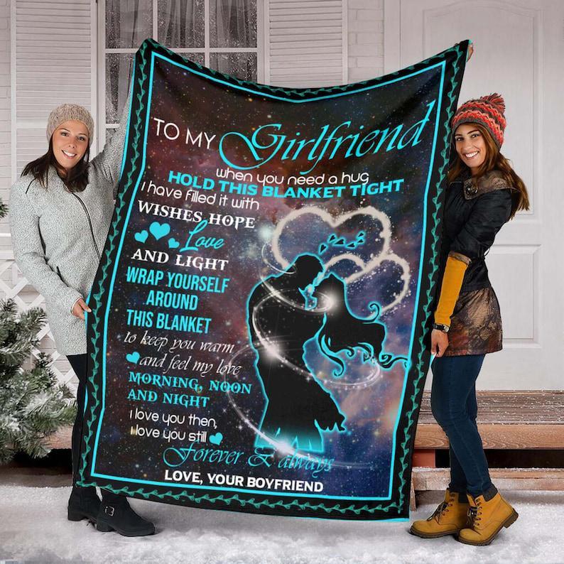 To My Girlfriend When You Need A Hug Fleece Blanket Gift For Family,Birthday,Girlfriend,Wife,Couple,Gift Home Decor Bedding Couch Sofa Soft And Comfy Cozy