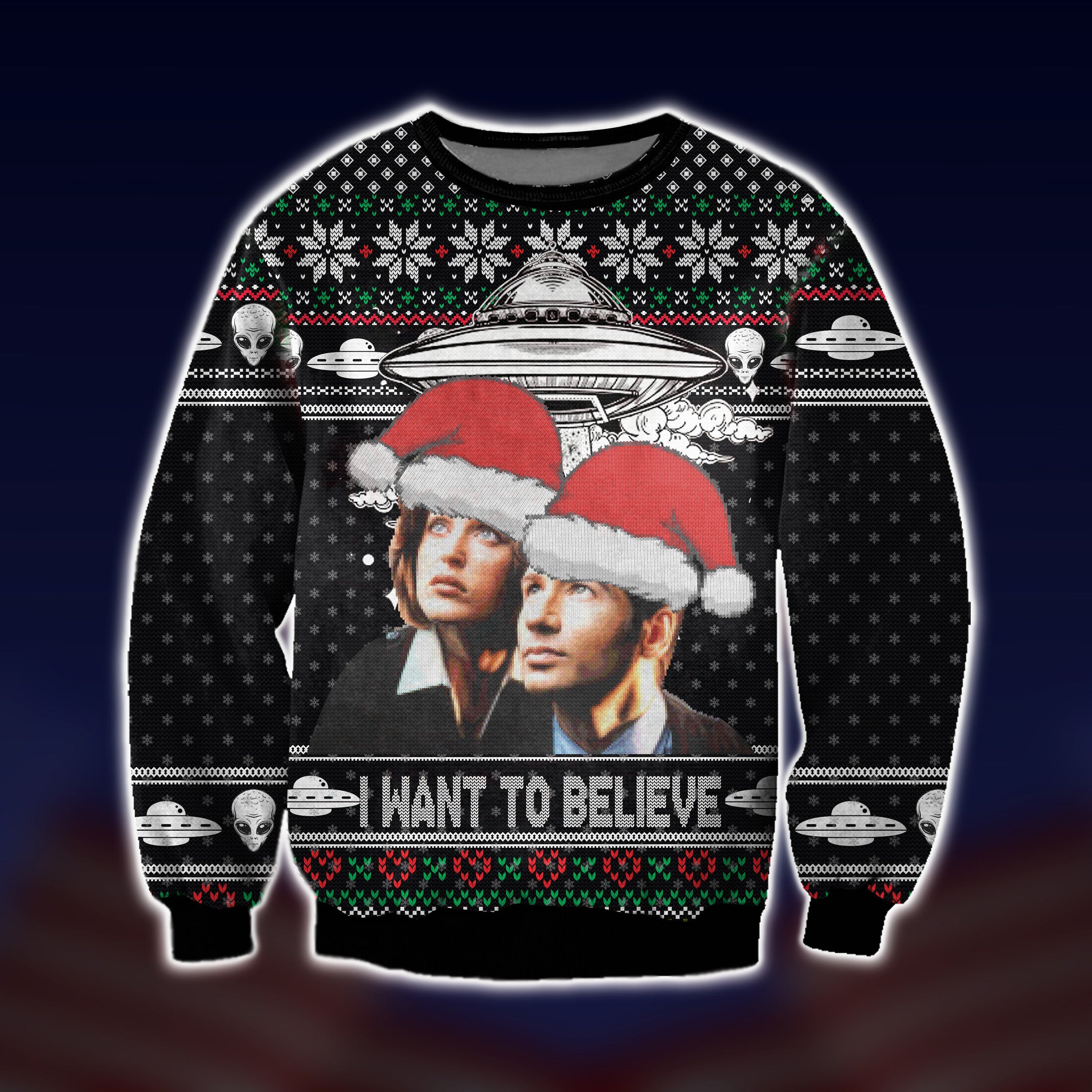 X Files I Want To Believe Ugly Christmas Sweater