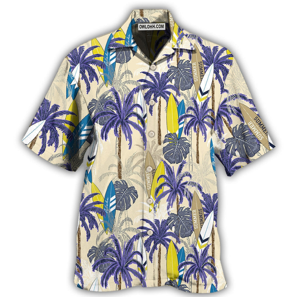 Surfing Tropical Tree – Hawaiian Shirt  – Owl Ohh